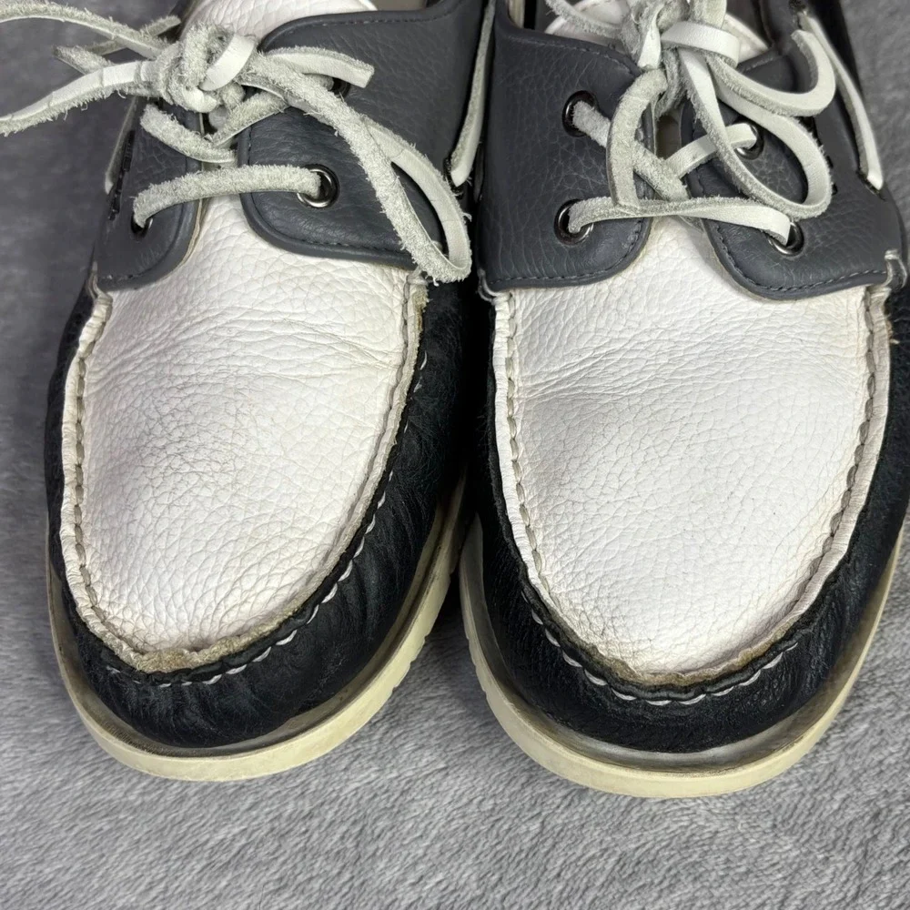 Lacoste Boat‎ Shoes Mens 11 Black Grey White Arlez SRM LTH Leather Deck Shoes